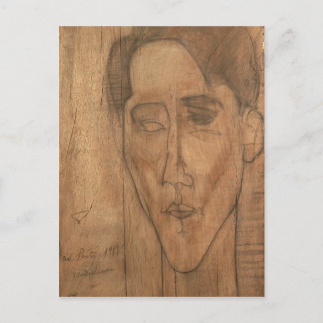 Postal Retrato de Jean Cocteau (1889-1963) 1917 (lápiz) (Anverso)