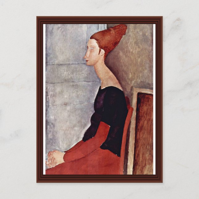 Postal Retrato De Jeanne Hébuterne Con Ropa Oscura (Anverso)