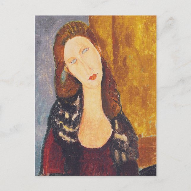 Postal Retrato de Jeanne Hebuterne de Amedeo Modigliani (Anverso)