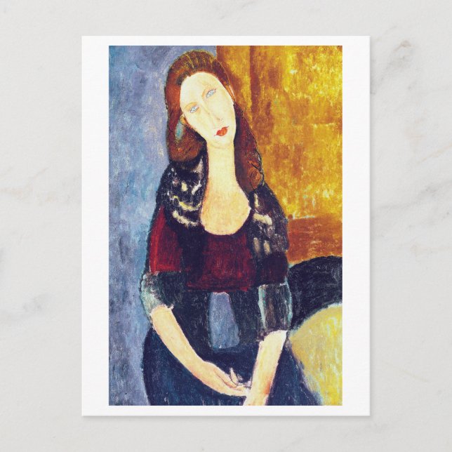 Postal Retrato de Jeanne Hebuterne, Modigliani (Anverso)