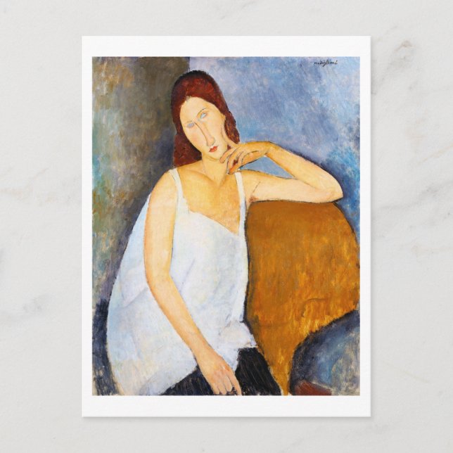 Postal Retrato de Jeanne Hebuterne, Modigliani (Anverso)
