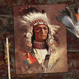 Postal Retrato de jefe indígena nativo americano de Hiawa