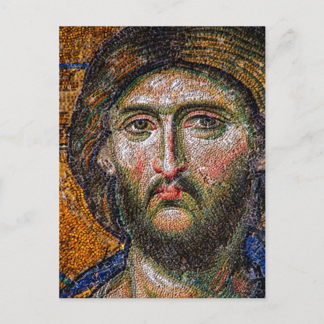 Postal Retrato de Jesucristo Vintage Mosaico Medieval (Anverso)
