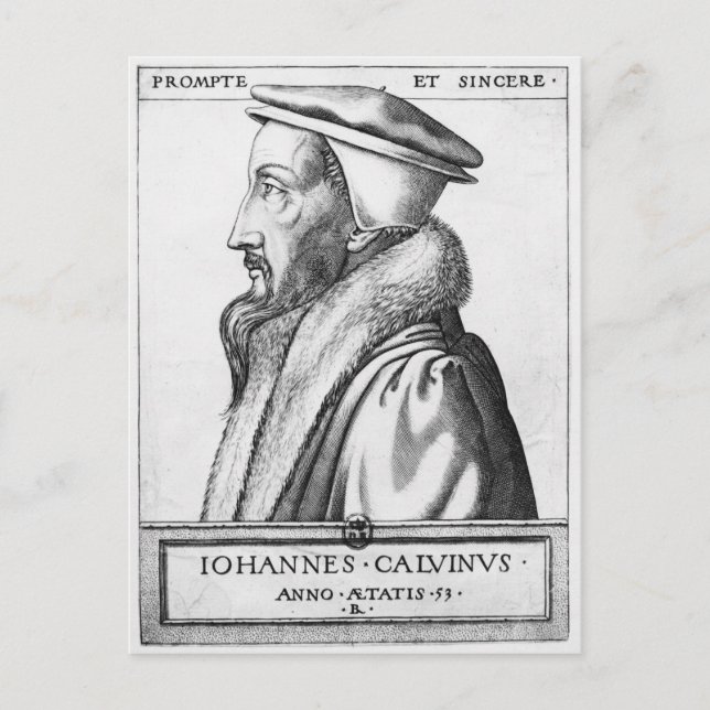 Postal Retrato de John Calvin de 53 años, 1564 (Anverso)