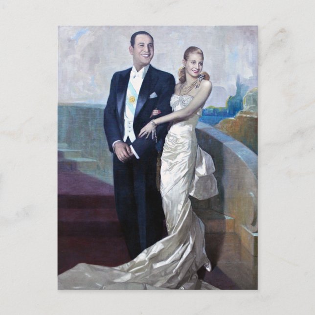 Postal Retrato de Juan Domingo Perón y Eva Duarte (Anverso)