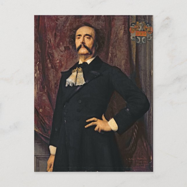 Postal Retrato de Jules Barbey d'Aurevilly 1881 (Anverso)
