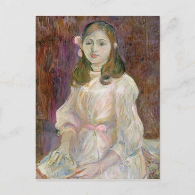 Postal Retrato de Julie Manet sosteniendo un libro, 1889 (Anverso)