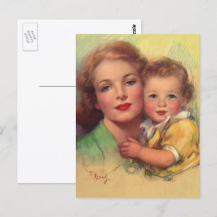 Postal Retrato de la madre y el niño de la vieja infancia