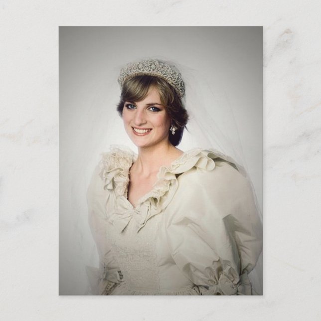 Postal Retrato de la princesa Diana boda estilizado (Anverso)
