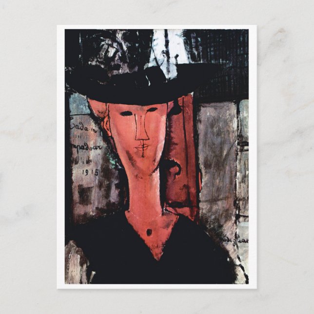 Postal Retrato de la señora Pompadour, Modigliani (Anverso)