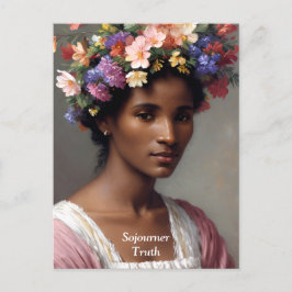 Postal Retrato de la verdad de Sojourner con corona flora
