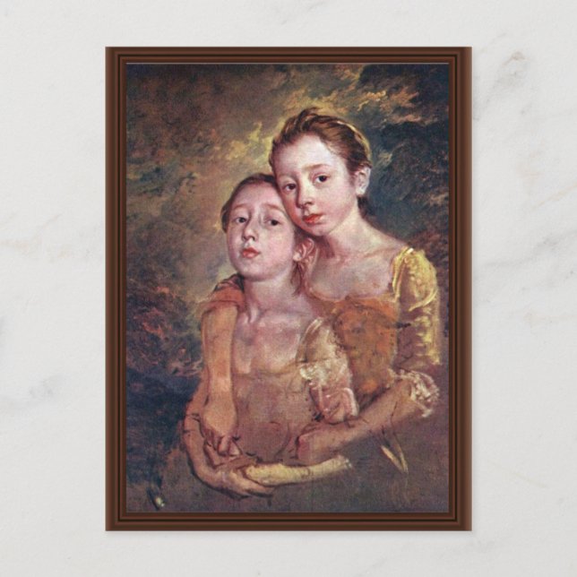 Postal Retrato De Las Hijas Del Pintor Con Un Gato (Anverso)