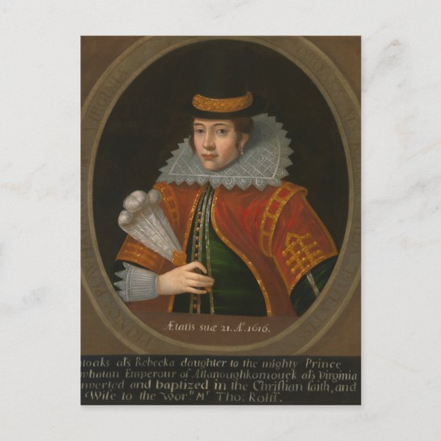Postal Retrato de las verdaderas Pocahontas en Europa (Anverso)