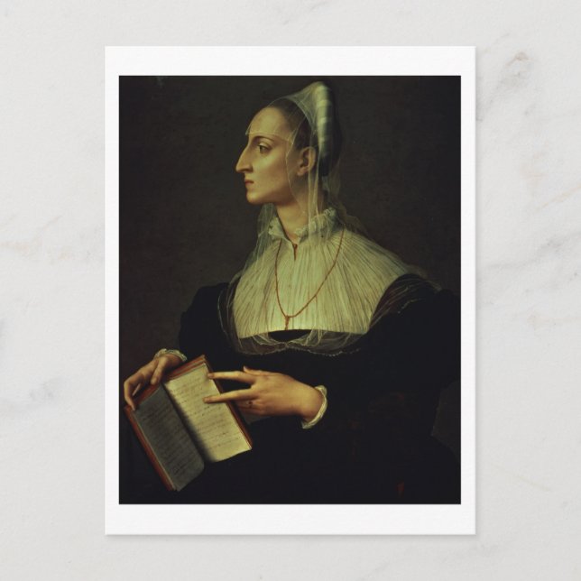 Postal Retrato de Laura Battiferri, c.1555-60 (panel) (Anverso)