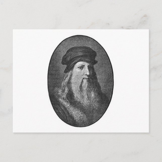 Postal Retrato de Leonardo da Vinci (Anverso)