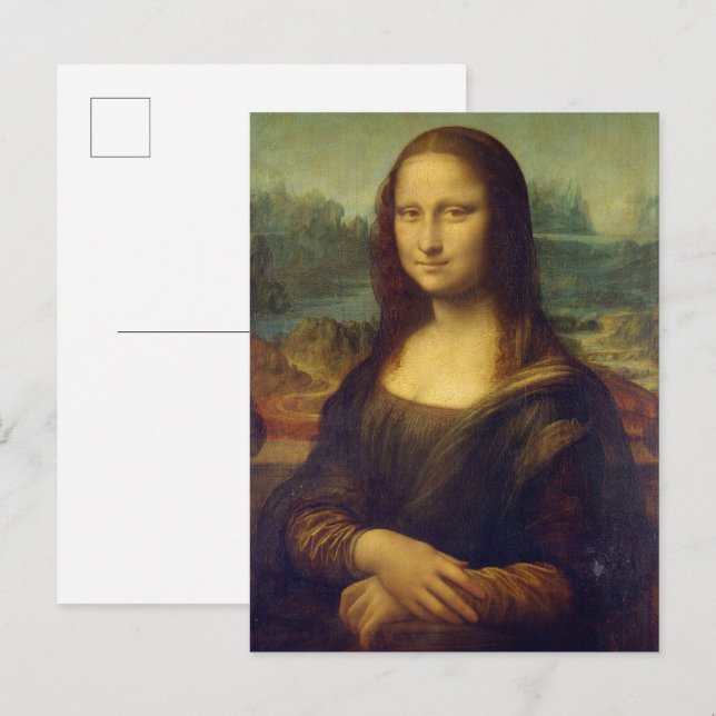 Postal Retrato de Leonardo da Vinci de Mona Lisa (Anverso / Reverso)