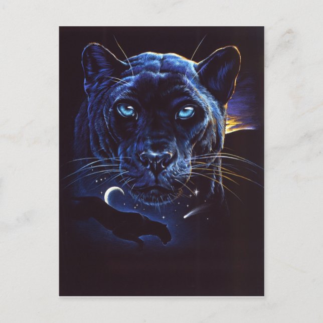 Postal Retrato de leopardo de medianoche (Anverso)