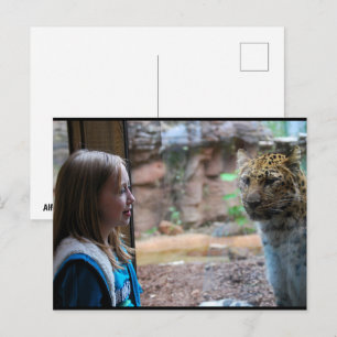 Postal Retrato de Leopardo y Niño