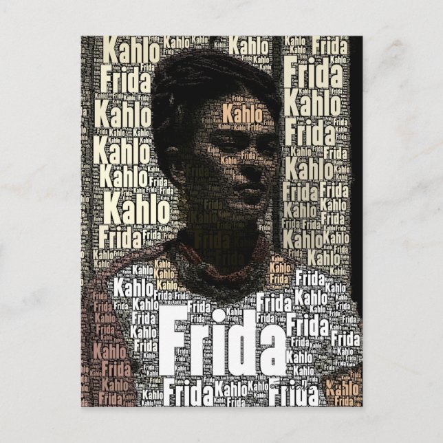 Postal Retrato de letras de Frida Kahlo (Anverso)