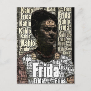 Postal Retrato de letras de Frida Kahlo