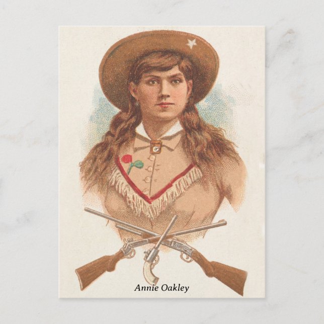 Postal Retrato de litografía de Annie Oakley (Anverso)