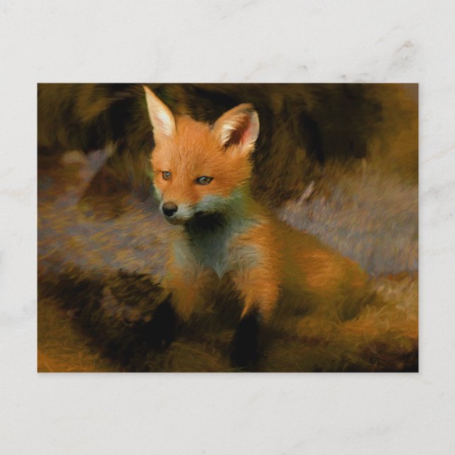 Postal Retrato de Little Baby Fox Cub (Anverso)