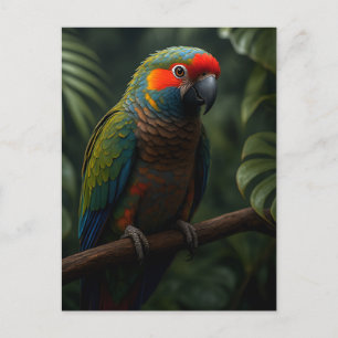 Postal Retrato de loro tropical vibrante en la selva