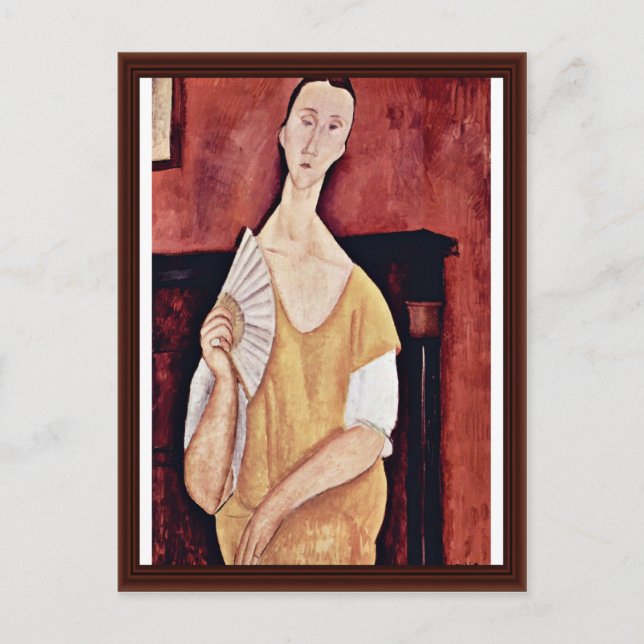 Postal Retrato De Lunia Czechowska Con Fan (Anverso)