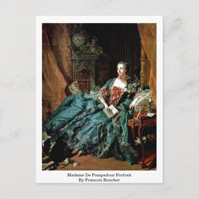 Postal Retrato De Madame De Pompadour De Francois Boucher (Anverso)
