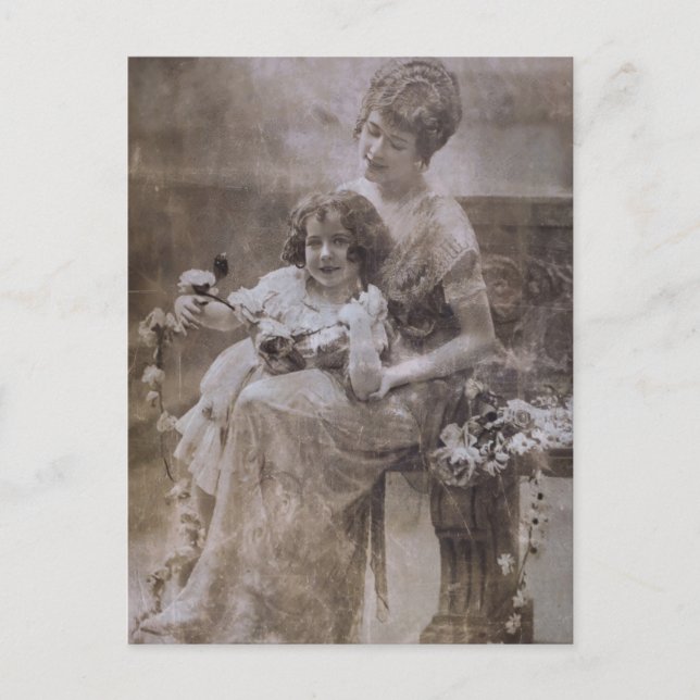 Postal Retrato de madre e hijo de la vieja Sepia (Anverso)