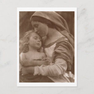 Postal Retrato de madre e hijo (foto de sepia)