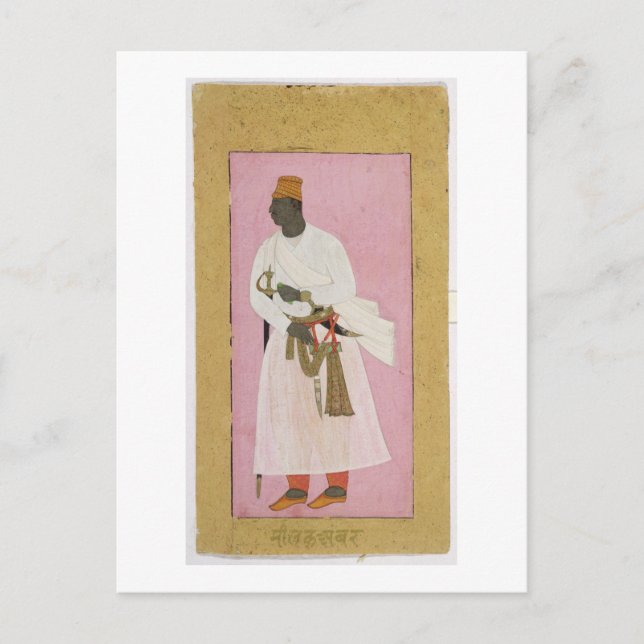 Postal Retrato de Malik Amber, inscrito en Deva (Anverso)