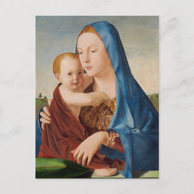 Postal Retrato de María sosteniendo al niño Jesús (Anverso)