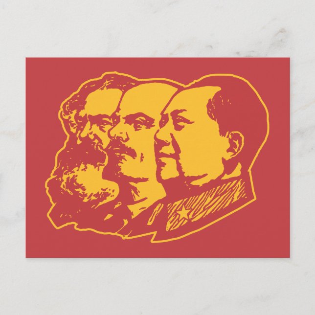 Postal Retrato de Marx Lenin Mao (Anverso)