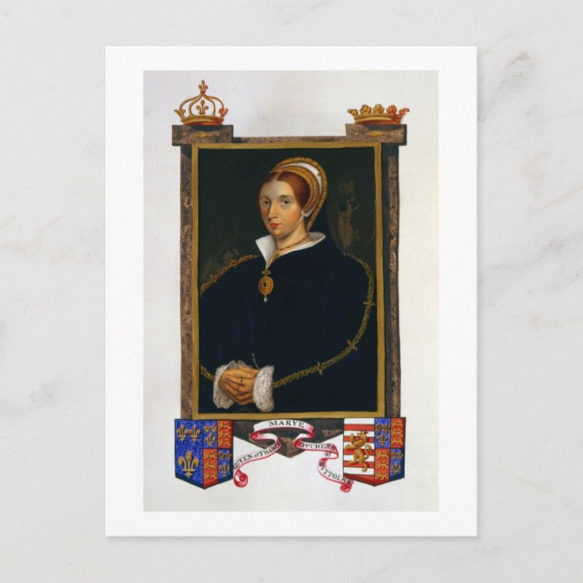 Postal Retrato de Mary Tudor, de 'Memoirs of the Court (Anverso)