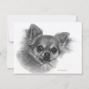 Postal Retrato de Mascota Chihuahua Gaze pintado a mano