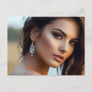 Postal Retrato de moda del arte femenino