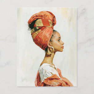 Postal Retrato de mujer africana elegante