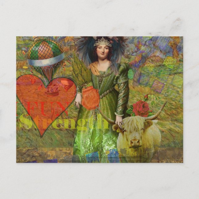 Postal Retrato de mujer clásica Tauro vintage arte gótico (Anverso)