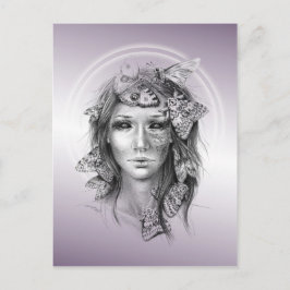 Postal Retrato de mujer con polillas Surreal Oscuro Fanta