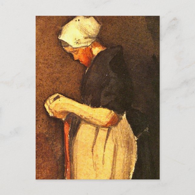 Postal Retrato de mujer de Scheveningen por Vincent van G (Anverso)