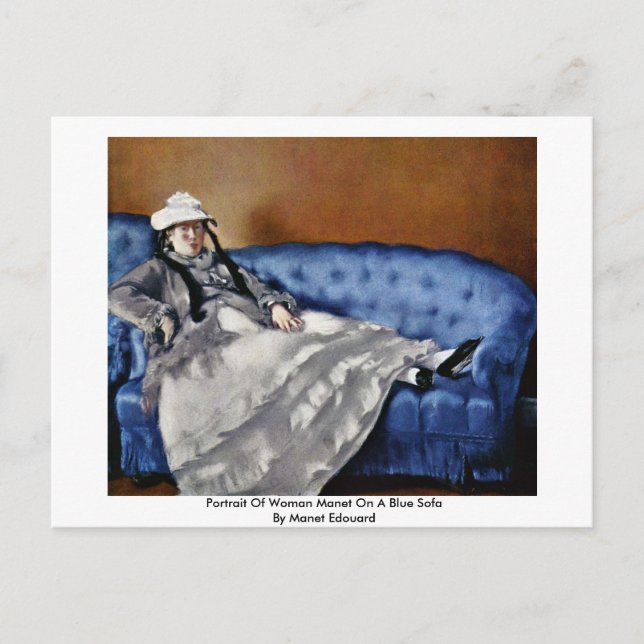 Postal Retrato De Mujer Manet En Un Sofá Azul (Anverso)