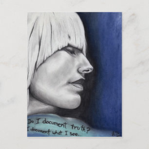 Postal Retrato de mujer rubia Isabel Dibujo de arte origi