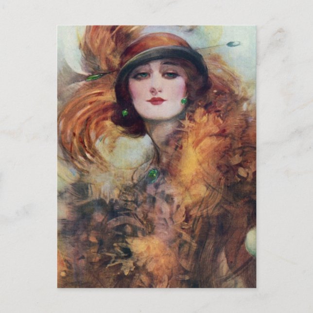 Postal Retrato de mujer ventilado arte Gorra de flop de l (Anverso)