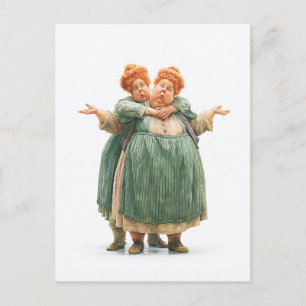 Postal Retrato de mujeres gemelas caprichosas