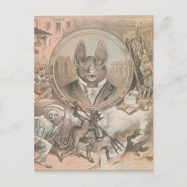 Postal Retrato de murciélago de vampiro (Anverso)