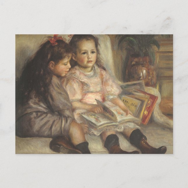 Postal Retrato de niños de Caillebotte por Pierre Renoir (Anverso)