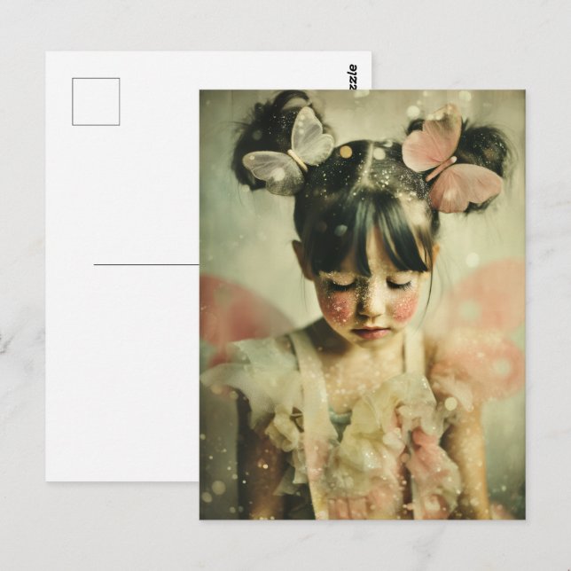 Postal Retrato de niños soñadores | Susurro de mariposa (Anverso / Reverso)