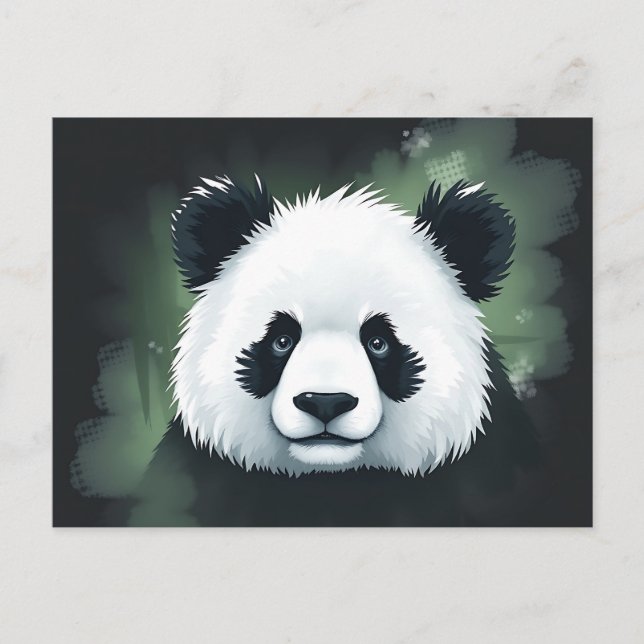 Postal Retrato de Panda en una atmósfera serena de niebla (Anverso)