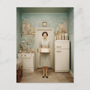 Postal Retrato de pastel vintage de cocina